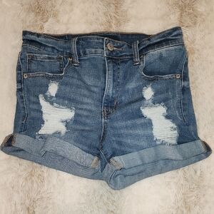 Aeropostale Blue Jean Shorts HighRise Midi, Cuffed